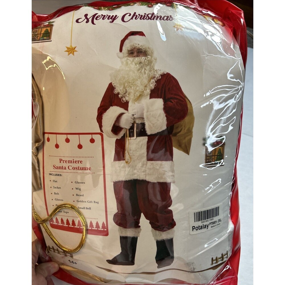 Premier Santa Suit 2XL Men 11pc Set Red Deluxe Classic Velvet Santa Claus Adult